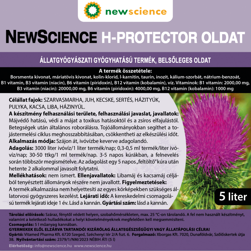 NEW SCIENCE H PROTECTOR-állatgyógyászati gyógyhatású termék, belsődleges oldat - Gallery Image 2